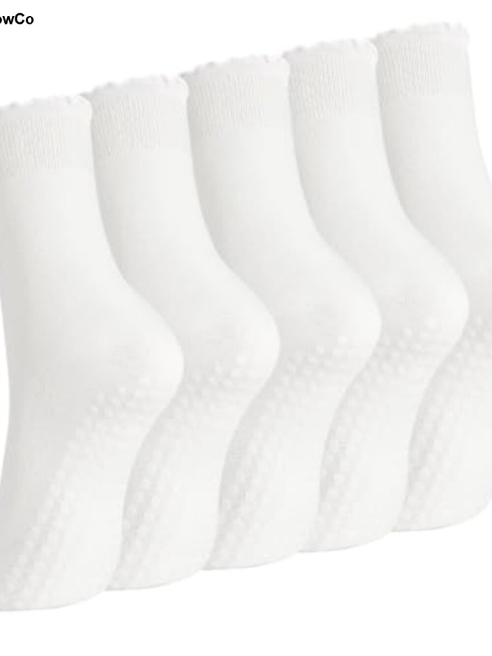 Non Slip Grip Socks Women Yoga Pilates Barre Dance Ruffle Cuff 5 Pack